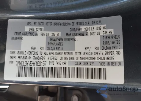 2017 Toyota Yaris Ia из США, поврежденный, VIN 3MYDLBYV5HY168157